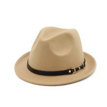 Sombrero Fedora de lana para hombre y mujer, sombrero clásico con cinturón, gorra Pop elegante para fiesta, talla 56-58CM, 2019 2024 - compra barato