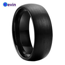 Anel masculino clássico feminino preto, anel de tungstênio, acabamento escovado domado, 6mm 8mm, ajuste confortável 2024 - compre barato