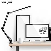 Lámpara de brazo oscilante para escritorio de oficina, atenuador de 3 niveles, LED ajustable, luz de mesa de brazo largo con carga USB, lámpara de protección ocular 2024 - compra barato