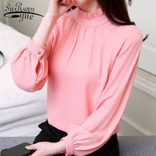 2021 Fashion Women Blouse Shirt Long Sleeve Chiffon Blouse Women Shirt Blusas Feminine Blouses Women Tops Pink OL Blouse 93A 30 2024 - buy cheap