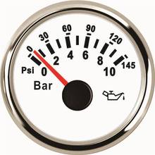 Medidores de presión de aceite para coche, medidor de presión de aceite marino con luz trasera roja, impermeable, 9-32V de CC, 0-10bar, 52mm, 0-145Psi, 1 ud. 2024 - compra barato