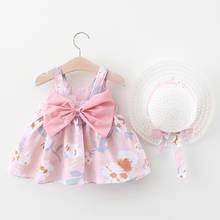 Summer New Baby Dress + Hat Baby Girl Clothes Outfits Girl Princess Birthday Party Dress Bow Print Infant Toddler Newborn Dress 2024 - buy cheap