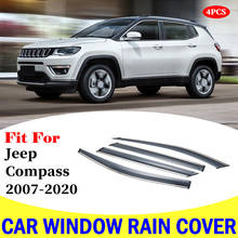 Козырек для окна для jeep Compass 2007-2020, дефлекторы от дождя для автомобиля, навес, отделка, крышка, внешний дождевик, отделка, автомобильные аксессуары 2024 - купить недорого