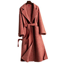 Casaco de cashmere feminino, casaco solto médio longo estilo pássaro médio e grande de lã coreano 2024 - compre barato