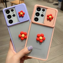 Funda protectora de lente de cámara deslizante para Samsung Galaxy S21 Ultra S21Plus, cubierta de teléfono con flores 3D, DIY 2024 - compra barato