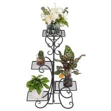 Flower Plant Display Stand Home Garden 4 Tiers Potted Square Flower Metal Shelves Plant Pot Storage Rack Decoration 2024 - buy cheap