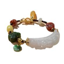BOCAI real pure S925 silver gold-plated natural emerald amber beeswax vintage brave butterfly plum blossom bamboo Woman bracelet 2024 - buy cheap