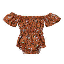 FOCUSNORM 0-24M Infant Baby Girl's Bodysuits Flower Print Elastic Off Shoulder Short Sleeve Jumpsuits 2024 - buy cheap