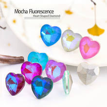20 Pcs Heart Shape Pointback Mocha Fluerescence Crystal Rhinestone Nail Art Decorations Strass DIY Accessories 2024 - buy cheap