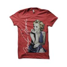 Men T Shirt Marilyn Monroe T Shirt Blue on Red tshirts Women T-Shirt 2024 - buy cheap