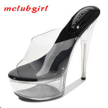 Mclubgirl/непромокаемые женские босоножки на очень высоком каблуке 15 см с прозрачными вставками для ночного клуба, для подиума и подиума; Цвет Красный; WZ 2024 - купить недорого