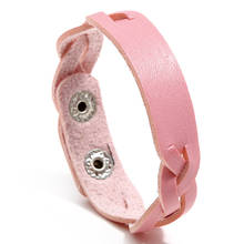 Pulseiras femininas de couro rosa, braceletes de cruz trançada, boho, multicamadas, joia feminina 2024 - compre barato
