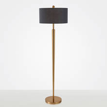 Lámpara de pie de tela para sala de estar, luz de pie de diseño nórdico E27, color negro, chapada en latón, metal 2024 - compra barato