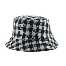 Chapéu bordado xadrez preto e branco, chapéu reversível para pesca, chapéu de outono para mulheres e homens 2024 - compre barato
