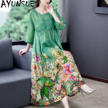 AYUNSUE Long Summer Silk Dress Woman Floral clothes Dresses for Women 4xl 5xl 6xl Beach Boho Casual Korean Fashion 2021 KJ6969 2024 - buy cheap