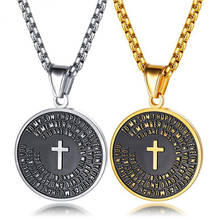 Stainless Steel Bible Verse Cross Round Tag Pendant Necklace Religious Christ Jesus Gold Bless Dog Tag Necklace Disc Jewellery 2024 - buy cheap