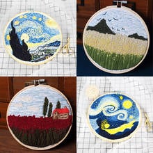 Kits de bordado de noche estrellada de Van gogh DIY, bordado de paisaje hecho a mano, costura con aro, arte, costura artesanal para adultos 2024 - compra barato