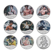 Moneda de Metal chapada en plata para recuerdo, moneda de desafío conmemorativo de color para decoración del hogar Vintage, WR 8 Uds., Bruce Lee 2024 - compra barato