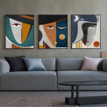 Arte abstrata moderna para parede, pintura de arte em tela com design geométrico abstrato para decoração de casa, sala de estar, arte abstrata 2024 - compre barato