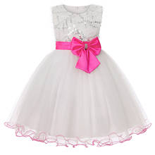 Vestido infantil de renda com lantejoulas, vestido para festa à noite, roupa para performance infantil de 3 a 10 anos 2024 - compre barato