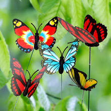 Hoomin 5 peças/ramo de vaso de flor borboleta decoração colorida borboleta brinquedos de jardim suprimentos com pilha decoração ao ar livre 2024 - compre barato