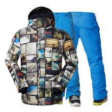 Conjunto de roupa de neve masculina, calça e jaqueta de esportes ao ar livre para snowboard impermeável e à prova de vento respirável para homens 2024 - compre barato
