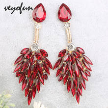 Veyofun Luxury Long Crystal Drop Earrings for Women Zinc Alloy Bride Dangle Earrings Fashion Jewelry Brinco Wholesale 2024 - buy cheap