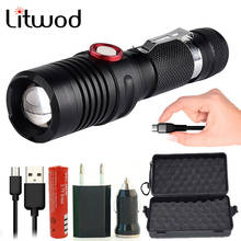 Litwod-linterna LED recargable con Micro USB z20, linterna de luz XML L2 de 4000LM, interruptor de encendido/apagado para Camping y senderismo 2024 - compra barato