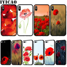 IYICAO-funda de silicona suave con flores de amapola para iPhone 12 Mini XR X XS 11 Pro Max 10 6 6S 7 8 Plus 5S SE 2024 - compra barato