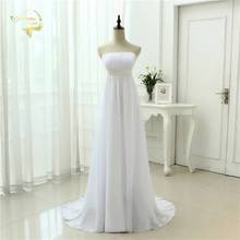 Summer Beach White Chiffon Bridal Wedding Gowns Strapless Wedding Dresses for Bride Sweep Train Pleating Princess Party Gowns 2024 - buy cheap