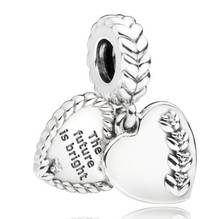 Genuine 925 Sterling Silver Charm Bright Heart Seeds Engrave The Future Is Bright Bead Fit Pandora Bracelet & Necklace Jewelry 2024 - buy cheap