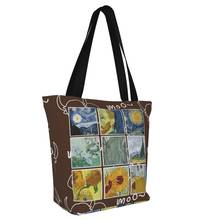 Van Gogh-Bolsa reutilizable de lona para mujer, bolso de compras con cremallera, ecológico, de gran capacidad, plegable 2024 - compra barato