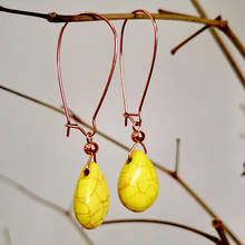 Bohemia Vintage Ethnic Green Yellow Turquoises Dangle Earrings for Women Natural Stone Water Droplets Tear Earring India Jewelry 2024 - buy cheap