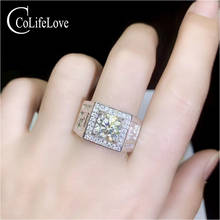 CoLife Jewelry-Anillo de moissanita para hombre, de Plata de Ley 925, 1Ct y 2CT F, Color moissanita, joyería 2024 - compra barato
