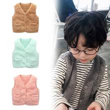 Baby Girl Boy Winter Solid Color Plush Warm Waistcoat Vest Sleeveless Jacket 2024 - buy cheap