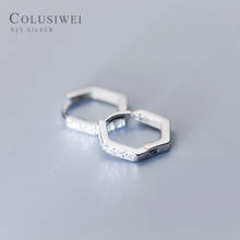 Colusiwei-pendientes de aro de plata de ley 100% para mujer, joyería de plata esterlina 925, hexágono brillante, transparente, CZ 2024 - compra barato