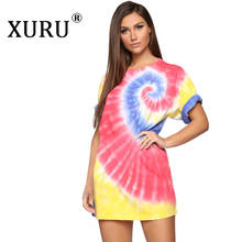 XURU-vestido con estampado multicolor para mujer, ropa informal holgada de verano, novedad 2024 - compra barato