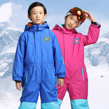2020 Winter Boys Skiing Rompers Hooded Fleece Warm Girls Snow Jumpwuits Windproof Sport Snowboard Children Ski Onesies Suits 2024 - buy cheap