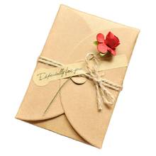 Tarjeta de felicitación de papel Kraft Vintage, flor seca hecha a mano, tarjeta de bendición DIY, regalo del Día de San Valentín, tarjetas de invitación para fiesta 2024 - compra barato