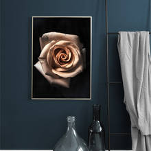 Черный цветущие оранжевые розы скандинавские настенные художественные плакаты модульные картины HD печатная Картина на холсте украшение дома рамка для гостиной 2024 - купить недорого