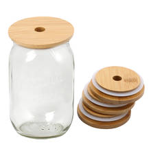 4 70/86mm Inner Diameter Jars Lids Non Splash Antileak Wooden Cap Durable Mason Jar Canning Silicone Seal Covers with Straw Hole 2024 - buy cheap