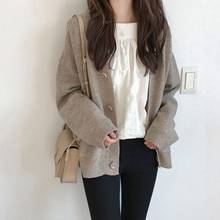 Outono inverno camisola cardigan feminino de malha oversized jacket meninas estilo coreano chique topos camisola da mulher cardigan vestuário 2024 - compre barato