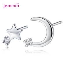 Pendientes de tuerca de luna/estrella para niñas y mujeres, joyería de plata de ley 925 con circonita cúbica AAA, regalo de cumpleaños, el más barato, envío gratis 2024 - compra barato