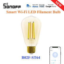 SONOFF-bombilla de filamento LED inteligente E27, 7W, WIFI, para aplicación eWelink, 220-240V, automatización, Compatible con Alexa, Google Home, B02F-ST64 2024 - compra barato