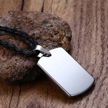 KOtik Fashion Mens Tungsten Carbide Chokers Necklaces Soldier Dog Pendant Necklace Men Black Leather Rope Chain Jewelry 2024 - buy cheap