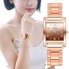 Reloj mujer relógios femininos elegante minimalista mostrador quadrado aço inoxidável com senhoras relógio de quartzo bayan kol saati senhoras relógio 2024 - compre barato