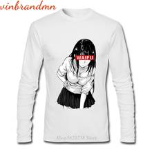 Waifu T-shirts Ahegao Manga Men Long Sleeve T Shirts 100% Cotton Casual Harajuku Fashion Streetwear Funny Design Cartoon Tee Top 2024 - buy cheap