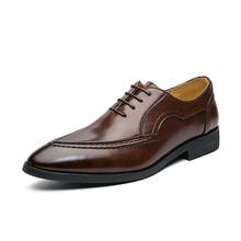 Sapato formal clássico para homens, estilo britânico, com cadarço, solado de borracha ponteagudo, elegante, sólido, para casamentos e noivados 2024 - compre barato
