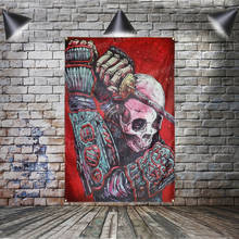 Skull Industry Japanese Tattoo Flag Banner Home Decoration Hanging Flag 4 Gromments In Corners 3*5FT 96* 144CM 2024 - buy cheap