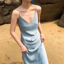 2022 Summer Women Long Satin Dress Sexy Maxi Party Dress Dress Spaghetti Strap Silk Slip Dress RV612 2024 - buy cheap